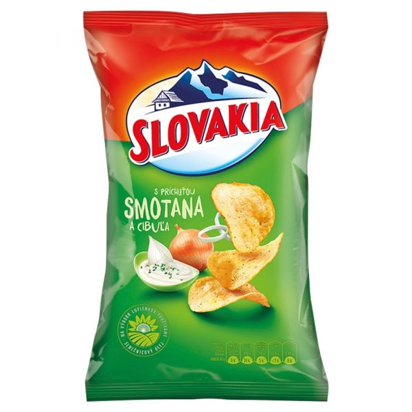 Slovakia Chips s príchuťou Smotana s cibuľou 140g 1