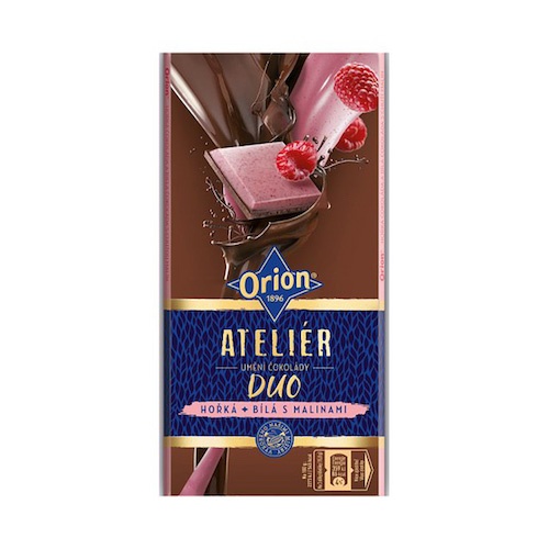 ORION Ateliér Horká a biela čokoláda s malin. 95 g 1