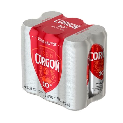 Pivo Corgoň 10% 0,55l plech 6ks balenie 1