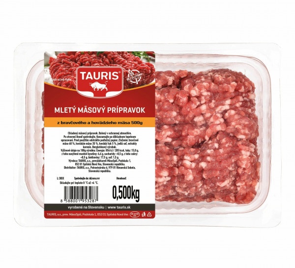 Mletý mäs. prípravok brav+hov. mäso 500g OA Tauris 1