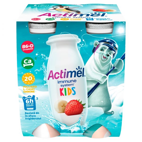 Jogurtový nápoj Actimel Kids jahoda banán 4x100g Danone VÝPREDAJ 1