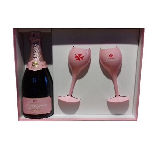 Champagne Rosé Label + 2 poháre s ružovou fóliou 1