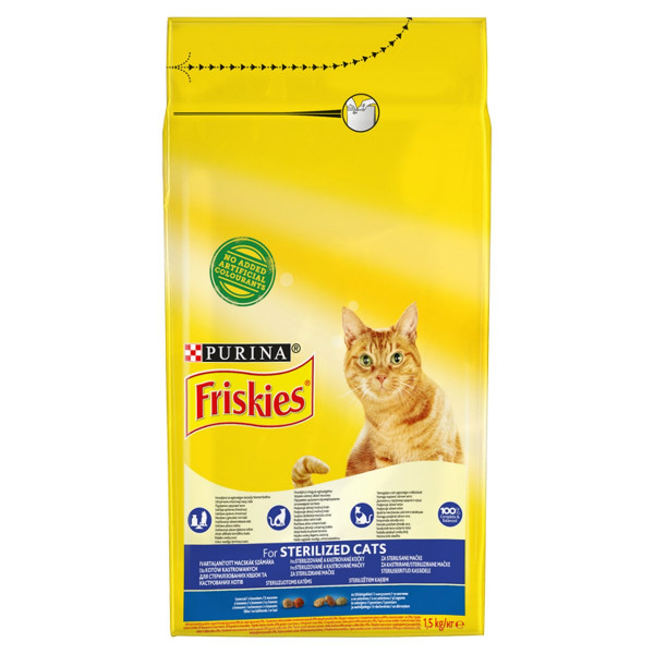 Friskies Sterilized cat, 5 sľubov losos 1,5kg 1