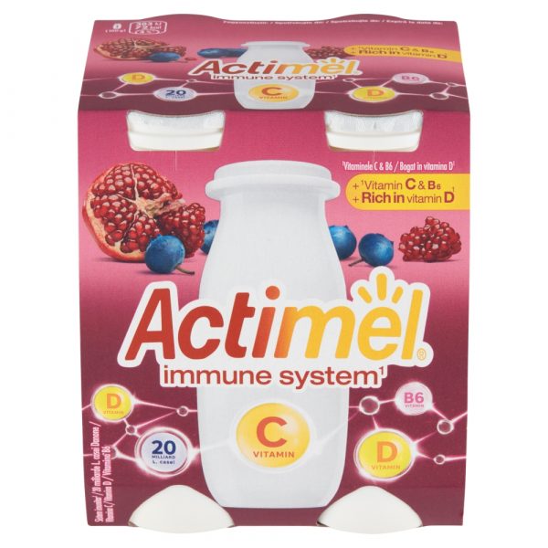 Jogurtový nápoj Actimel granátové jablko čučoriedka 4x100g Danone VÝPREDAJ 1