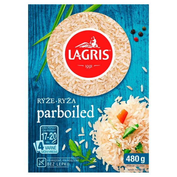 Ryža Parboiled vo varných vreckách 480g Lagris 1