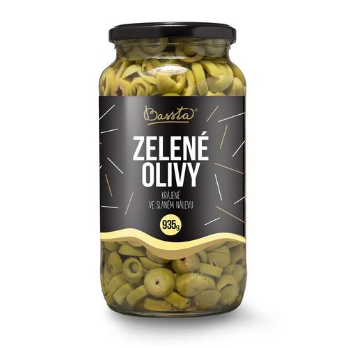 Olivy zelené krájané sklo 940g Bassta 23