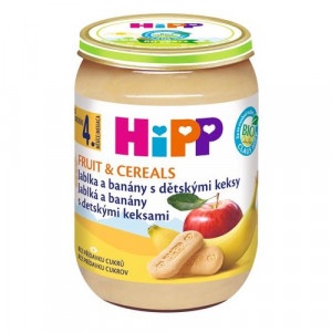HiPP BIO Jablká a banány s detskými keksami, 190g 5