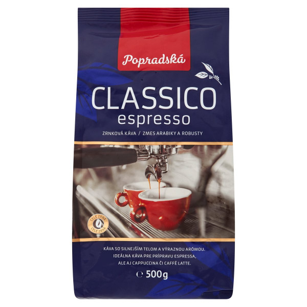 Popradská Classico Espresso zrnková káva 500 g 1