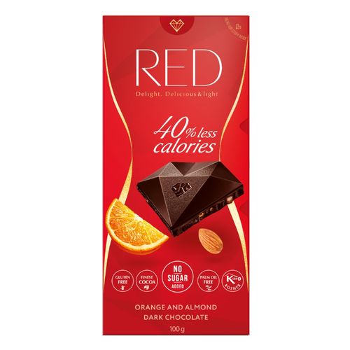 RED Horká čokoláda mandle a pomaranč 100g 1