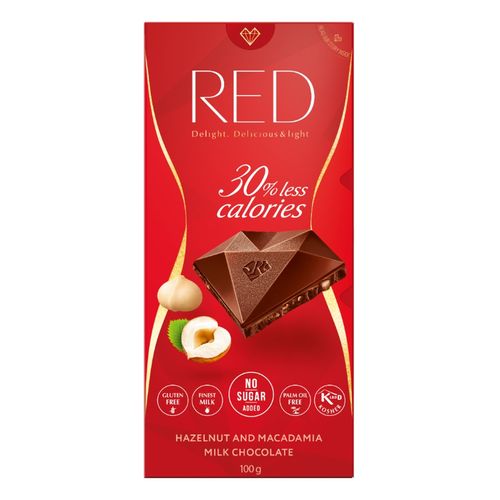 RED Mliečna čokoláda lieskov. a makad. orechy 100g 1