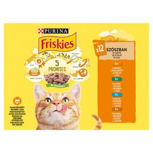 Friskies cat, 5 sľubov mäsový mix s lososom 12x85g 16