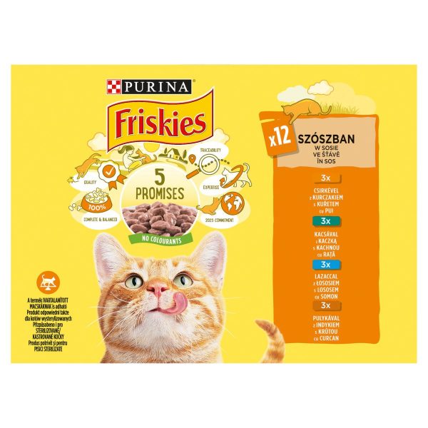 Friskies cat, 5 sľubov mäsový mix s lososom 12x85g 1