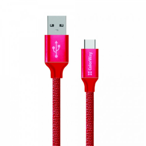 Kábel ColorWay USB -> Type C 2.1A 1m červený 12