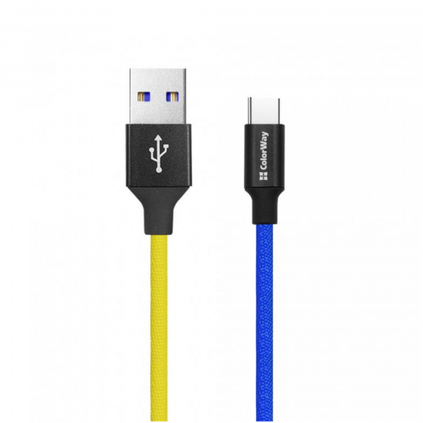 Kábel ColorWay USB -> Type C 2.4A 1m modro-žltý 1