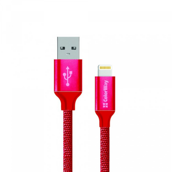 Kábel ColorWay USB -> Lightning 2.4A 2m červený 1