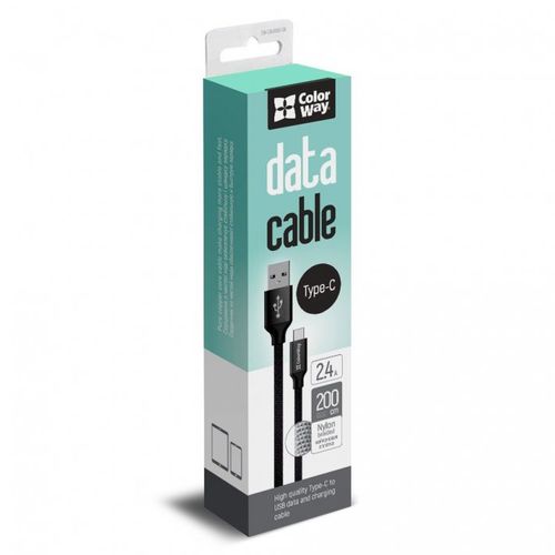 Kábel ColorWay USB -> Type C 2.4A 2m čierny 2