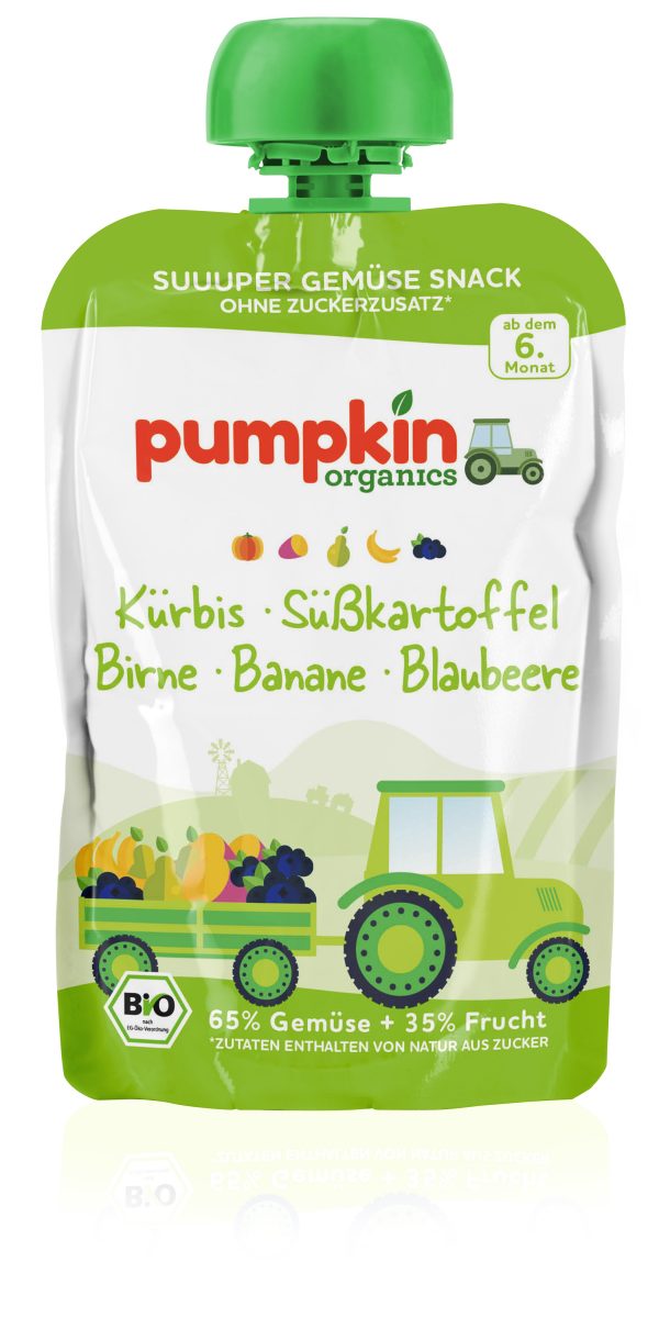 Pumpkin Bio pyré tekvica banán čučoriedka 100g 1