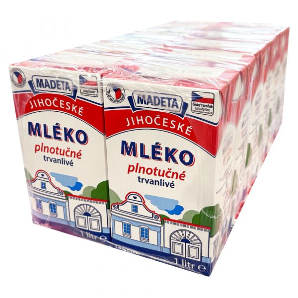Mlieko plnotučné jihočeské UHT 3,5% Madeta 12x1L 1