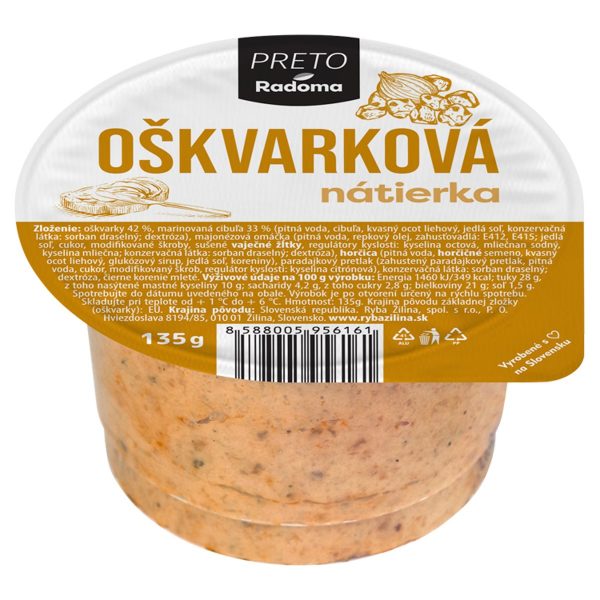 Nátierka oškvarková 135g PRETO Radoma VÝPREDAJ 1