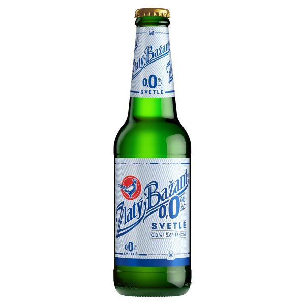 Pivo Zlatý Bažant 0,0% svetlé 330ml sklo 1