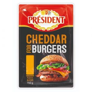 Syr Cheddar plátky na burger 150g Président 13