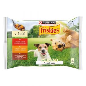 Friskies Dog adult s hovädzím, kuraťom a jahňacím v želé 4x85g 3