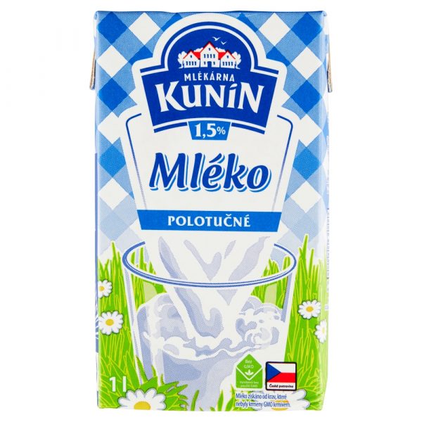 Mlieko polotučné 1,5% 1l Kunín 1