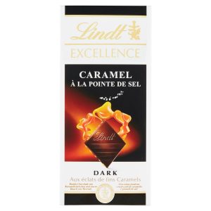 Lindt Excellence Horká čokoláda s chrumkavými kúskami karamelu a morskou soľou 100g 23