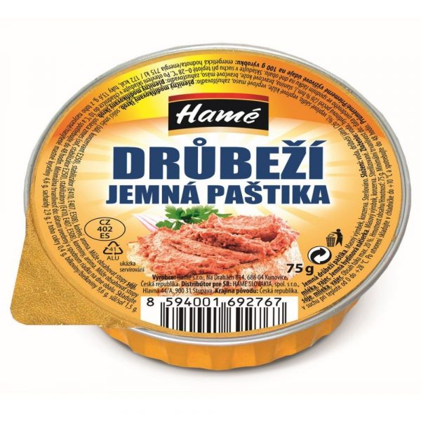 Paštéta Jemná hydinová 75g Hamé 1