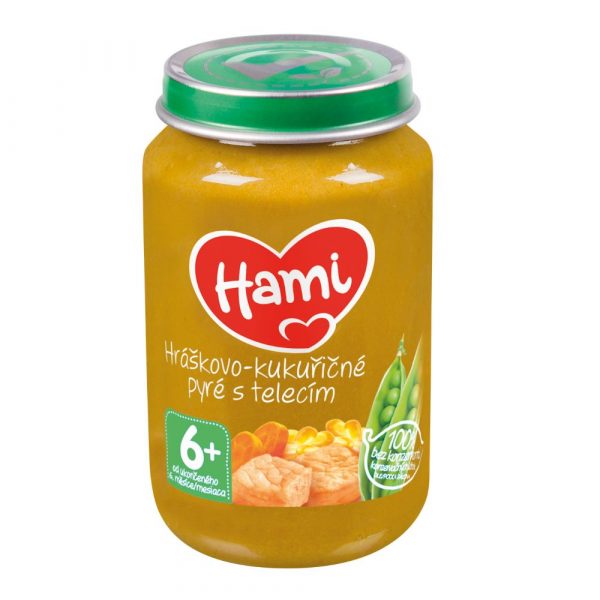 Hami Hráškovo-kukuričné pyré s teľacím mäsom 200g 1